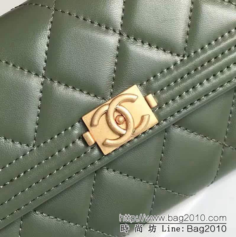 CHANEL香奈兒 新款leboy長款錢包 進口綿羊皮綾格紋 復古金扣 80286  DJC3114